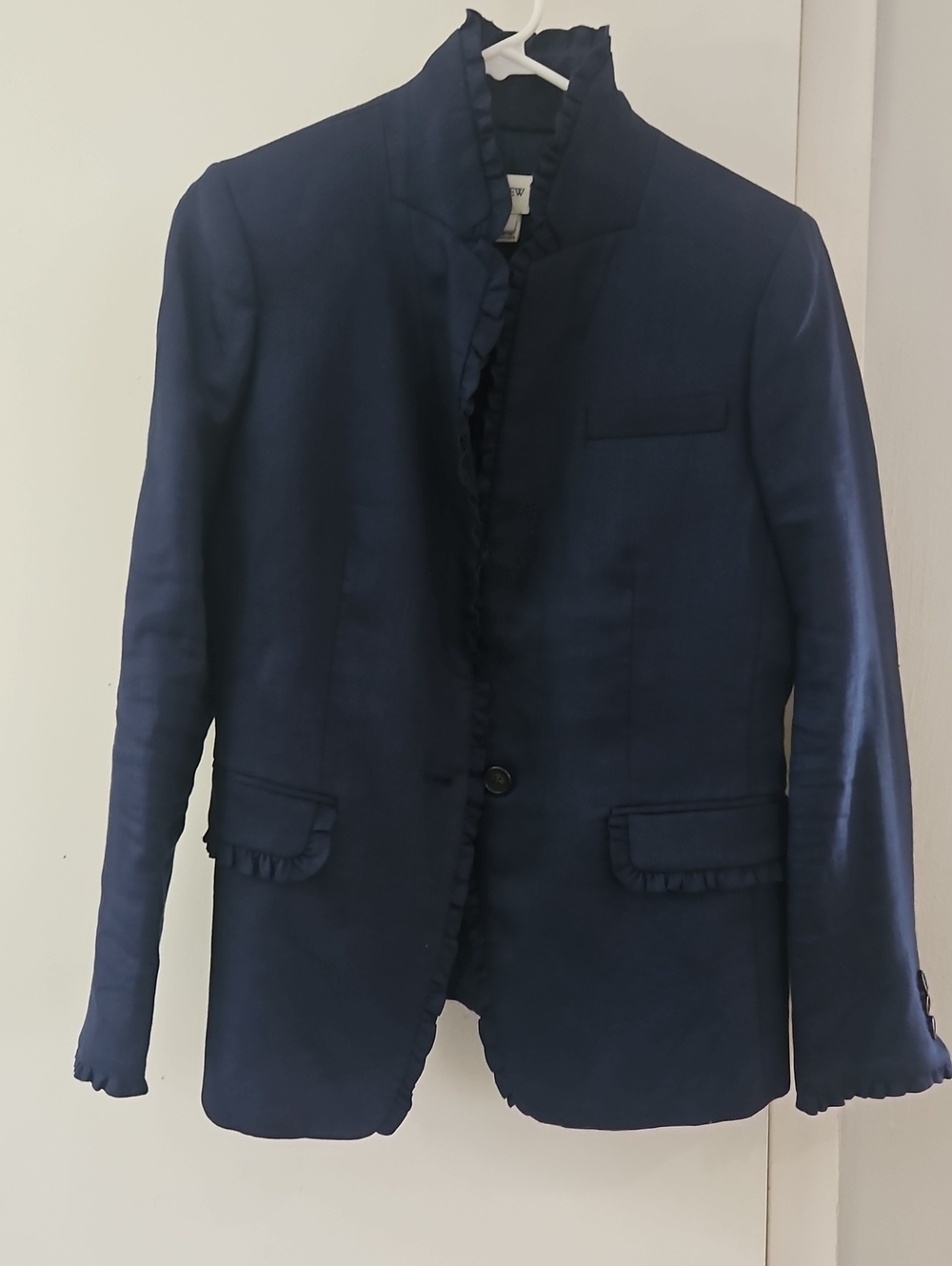 J. Crew Navy Ruffle-Edge Blazer